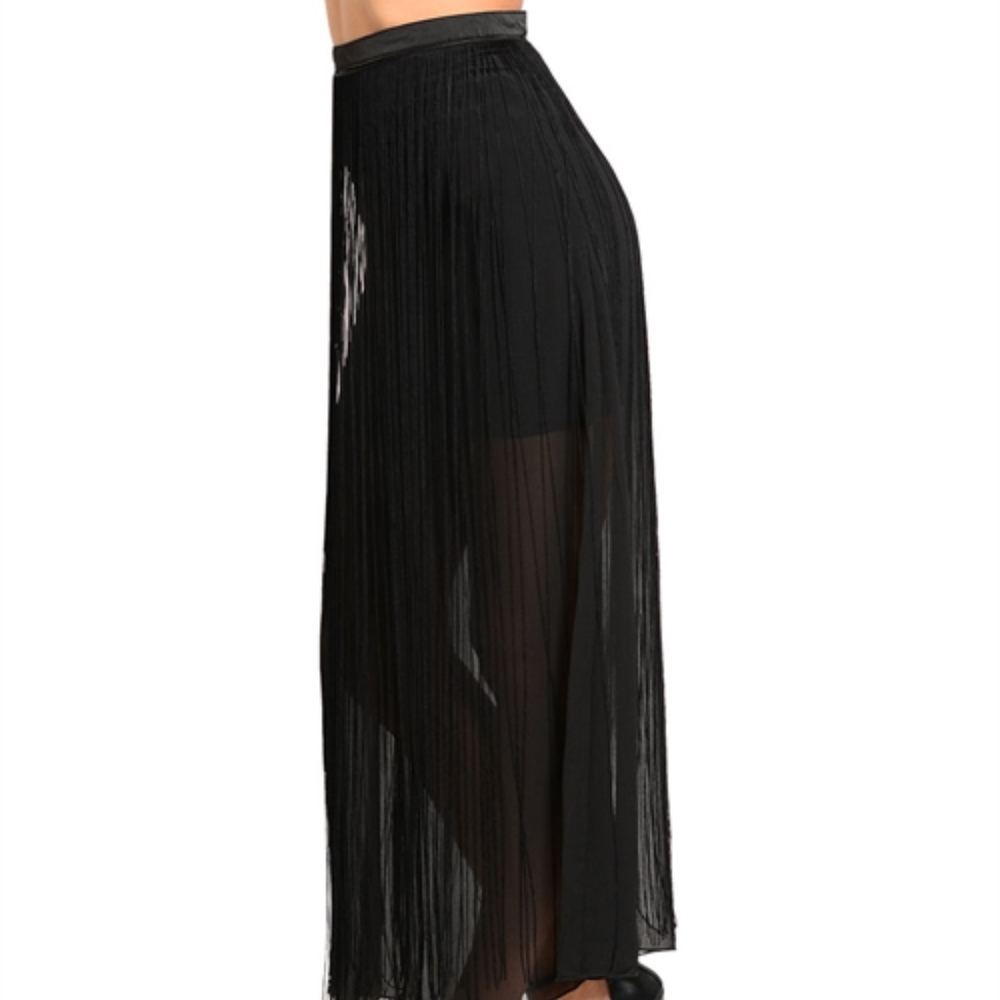 Black Witchy Fringe Stevie Nicks Maxi Skirt rave